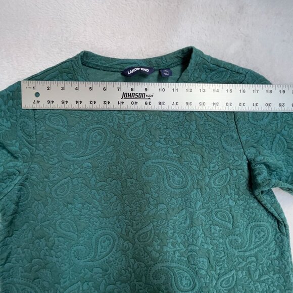 Lands' End Womens Casual Green Paisley Embossed Textured Sweater Top Large 14-16 - Picture 6 of 8